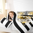 thumbnail image 4 of Homewish Fashion Perfume Print 7pcs Queen Bedding,Black White Stripes Bedding Comforter Set Queen,Yellow,Black Reversible, 4 of 8