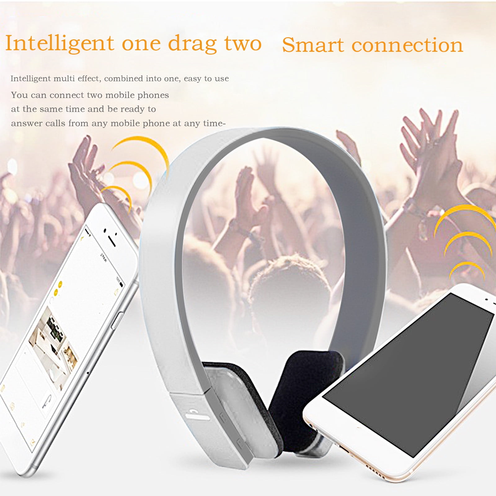 Active Noise Cancelling Headphones Bluetooth Headphones Wireless Headphones Over Ear with Microphone Deep Bass, Comfortable Protein Earpads, 30 Hours Playtime for Travel/Work - White