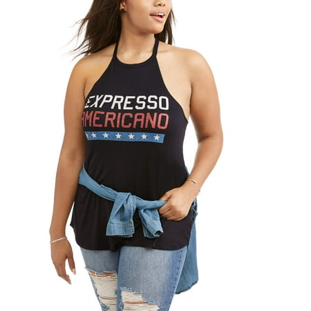 Juniors' Plus Graphic Halter Tank