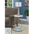 thumbnail image 2 of Convenience Concepts Designs2Go No Tools 2 Tier Round End Table, White Marble/Chrome, 2 of 4
