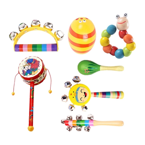 Juego de sonajero de madera para bebé, instrumento de percusión, juguete sensorial, juguete sonajero Montessori, juguetes musicales para fiesta de rec