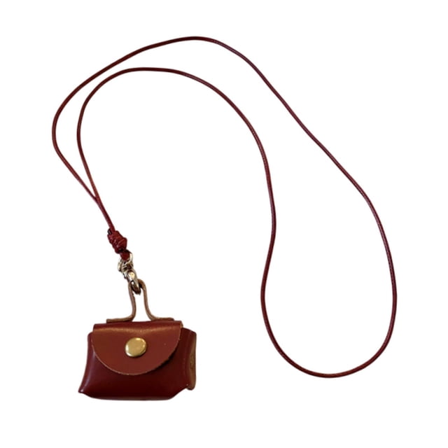 Abbracc Hanging Neck Pouch Compact Change Pouch with Detachable Lanyard Mini Key Bag Red