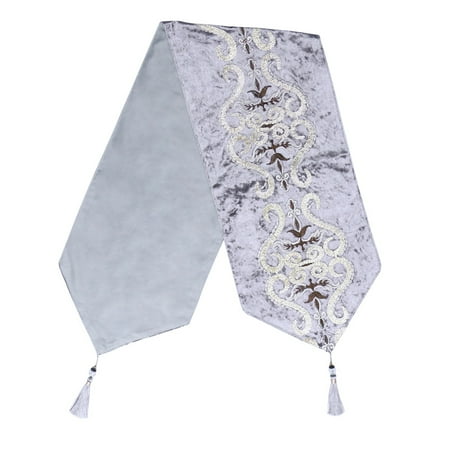 

Classic European Style Home Flannel Table Runner Chinese Style Table Runner 33x160cm (Gray)