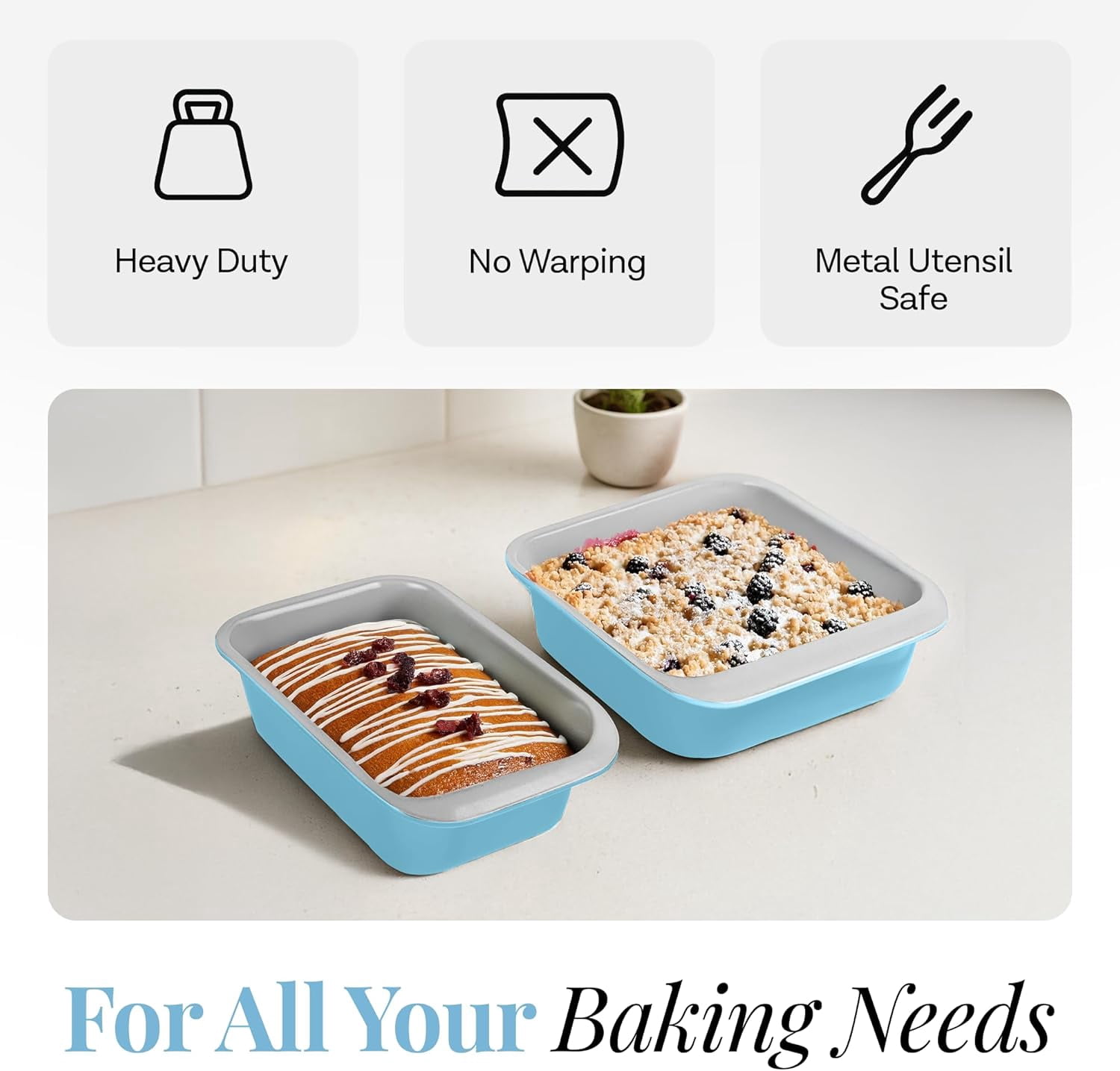 Gotham Steel 6 Pc Stackable Baking Pans Set Non Stick, 70% Space Saving Design, Nonstick Ceramic Bakeware Sets Non Toxic, with Baking Sheet Tray, Cake & Muffin Pans, Oven & Dishwasher Safe