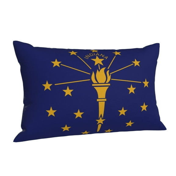 Indiana Flag Rectangle Throw Pillow Cover Cushion Case Hidden Zipper Home Decorative Pillowcase Printed 20"x30"