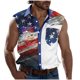 thumbnail image 1 of Camisas de Cuello para Hombres, Moda Casual Día de la Independencia Imprimir Turndown Bolsillos sin Mangas Tanque Deportivo, 1 of 5