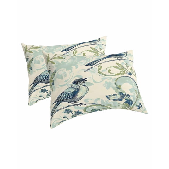Vintage Floral Bird Pillow Covers Standard Size 2 Pack, Retro Summer Botanical Soft Bed Throw Pillowcases Breathable Cooling Long Lumbar Body Pillow Sham Cover for Bed Sofa 20''x26''