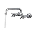 thumbnail image 1 of Chrome Kitchen Sink Faucet, Long Spout Rotation Daul Handle Cold Hot Water Mixer Washing Tub Crane ,Versatile Features, 1 of 7