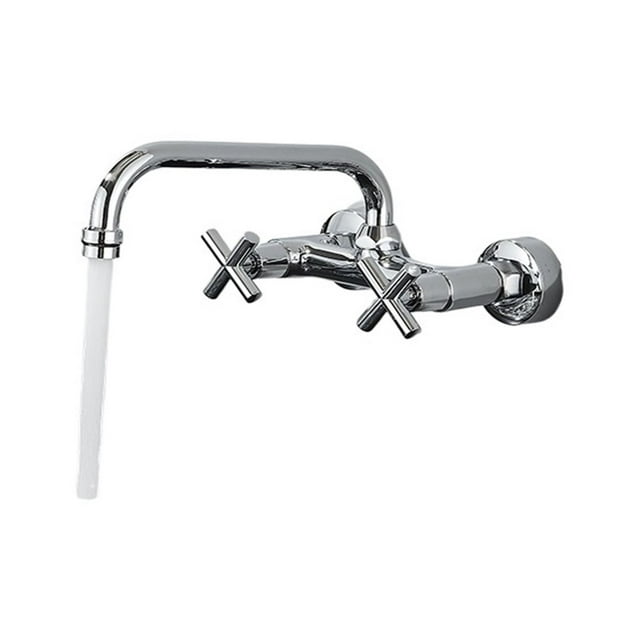 Chrome Kitchen Sink Faucet, Long Spout Rotation Daul Handle Cold Hot Water Mixer Washing Tub Crane ,Versatile Features