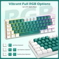 thumbnail image 3 of LexonElec T60PRO 60% Mechanical Keyboard and Mouse Combo+Coiled USB C Cable, Compact RGB LED Backlit Keyboard, Clicky Blue Switch, 6400 DPI Programmable RGB Mouse for PC Mac Gamer(Green&White), 3 of 11
