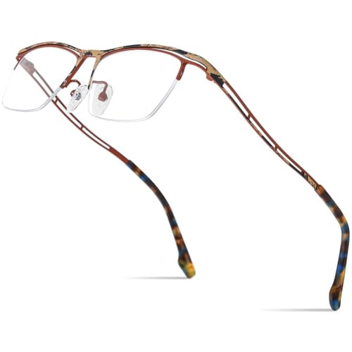 FONEX Monture de Lunettes Colorée en Titane Pur pour Hommes Semi-Cerclée Carrée Lunettes Monture (85890 Rouge)