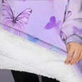 thumbnail image 3 of Oversized Wearable Blanket Hoodie,Purple Butterfly Pattern Sherpa Blanket Hoodie with Super Pockets,Super Warm Fuzzy Pullover for Women & Men, 3 of 6