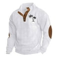 thumbnail image 2 of abtuhar Mens Shirts,Men's Graphic Pocket Pullover Casual 1/4 Zip Stand Collar Long Sleeve Sweatshirts White, 2 of 5