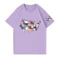 thumbnail image 4 of Dweltoz 250th Anniversary Usa Shirt Women's Usa Print Casual Tops Short Sleeve Plus Size Tshirts Summer Independence Day Solid Crew Neck Tees,Purple 2XL, 4 of 4