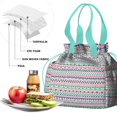 thumbnail image 4 of Boho Bohemia Geometric Line Art Drawstring Lunch Bag Women - Drawstring Lunch Bag Insulated for Work Office - Stain-Resistant Large Lunchbags for Women with Multi-Pockets, 4 of 6