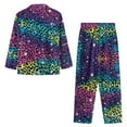 thumbnail image 7 of SEANATIVE Rainbow Leopard Print Button Up Pajamas for Women Size XS Long Sleeve Button Down Sleepwear Two Piece Cover Ups for Women Ladies Night Wear Jogger Outfits, 7 of 7