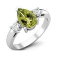 thumbnail image 2 of 9X6mm Pear Peridot 925 Sterling Silver Three Stone Women Valentines Day Gifts Ring, 2 of 3