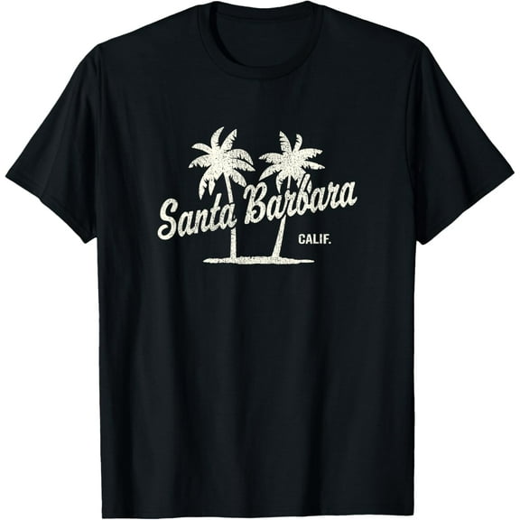 Santa Barbara California Vintage 70s Palm Trees Graphic T-Shirt