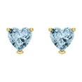 thumbnail image 2 of Clara Pucci 1 ct Brilliant Heart Cut Studs VVS1 Genuine Conflict free Blue Zircon Solid 18K Yellow Gold Designer Everyday Earrings Screw back, 2 of 4