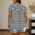 thumbnail image 4 of ITSAME Women's Plus Size Blouse, Pullover Crewneck Short Sleeve Shirt Striped Summer Casual Loose Tunic Tops Black 2XL, 4 of 6
