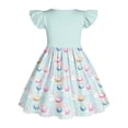 thumbnail image 5 of Girls Easter Dress Kids Light Blue Bunny Egg Print Pastel Ombre Flutter Sleeve A-Line Spring Party Casual,Size 12-13 T, 5 of 6