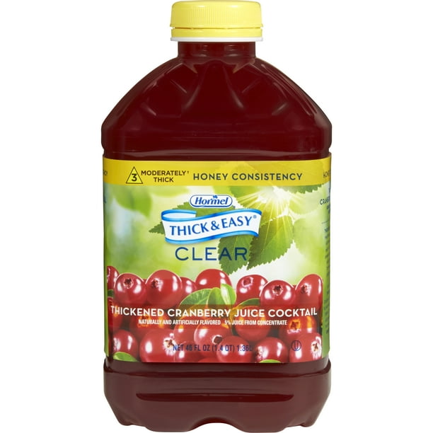 Thick & Easy Thickened Beverage Cranberry Juice Honey Consistency 46 oz. Bottle