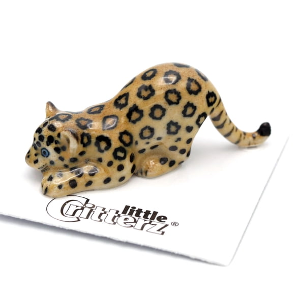 Little Critterz Multicolor Jaguar Cub Hand-painted - Home Decor Animal Birthday Gift Forest Animal - Miniature Porcelain Figurine