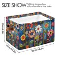 thumbnail image 4 of Yayeee Canvas Storage Basket with Handles for Shelves Fabric Bins Closet Organizer, Blue Colorful Flowers, 4 of 8