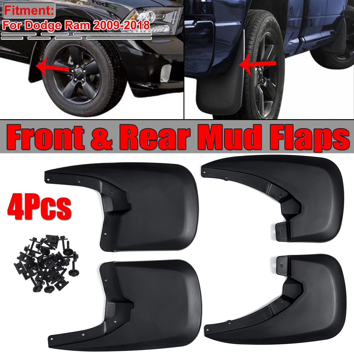 Front Rear Mud Flaps Splash Guards Mudguards For Basic Mounting Truck SUV Pickup