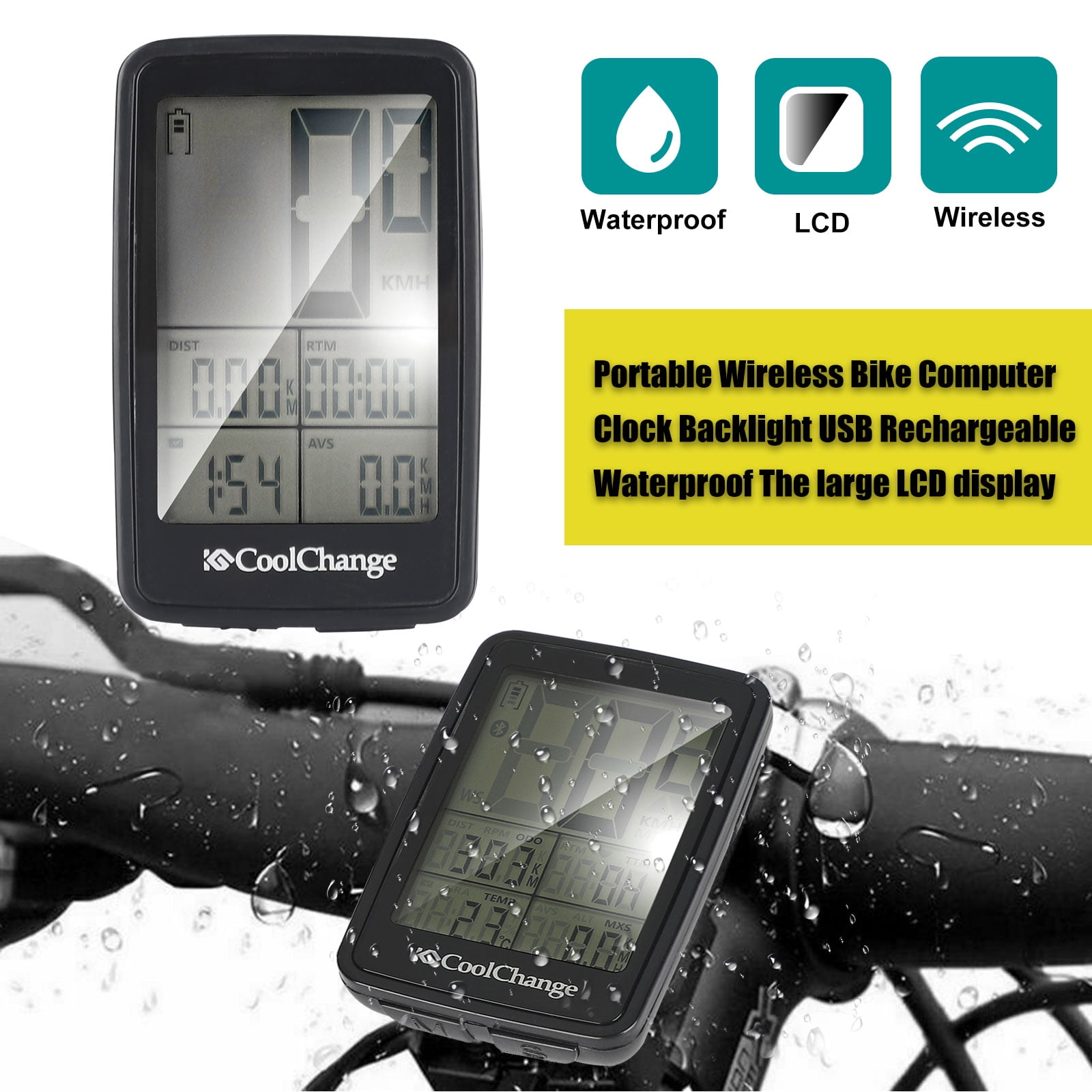 Bicycle Odometer Speedometer,LCD Backlight Display Wireless Waterproof Bike Odometer with Extension Holder Cycling Accessories for Outdoor Exercise