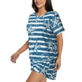 thumbnail image 2 of Lsque Ocean on Striped Women's Short-Sleeved Pajama Set - 2 Piece Soft and Lightweight Sleepwear Set-X-Large, 2 of 9