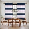 thumbnail image 2 of Navy Blue Pink Striped Kitchen Curtains, Gradient Horizontal Lines Light Filtering Window Curtain Panels, 2Pcs Rod Pocket Window Treatments Set for Living Room Bathroom Bedroom 52x72 Inches, 2 of 9