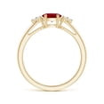 thumbnail image 2 of ANGARA Natural East-West Ruby Solitaire Ring with Diamonds in 14K Yellow Gold for Women (Size-6x4mm) | July Birthstone, Birthday, Anniversary, Jewelry Gift for Women | Natural Ruby Ring, 2 of 8