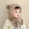 thumbnail image 2 of Conjunto de gorro y bufanda de invierno para bebé, cálido y con orejeras de oso, 2 of 6