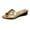 Gold, variant on Women's Metallic Color Slope Heel Sandals, Summer Cross Strap Design One Foot Stirrup Lightweight Comfortable Wedge Heel Party Slippers