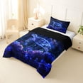 thumbnail image 2 of jejeloiu Neon Sea Turtle Print Twin Comforter Sets,Galaxy Coral Pattern Bedding Set For Boys,Blue Black,Black Reversible,2pcs,1 Comforter and 1 Pillowcase, 2 of 7