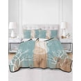 thumbnail image 2 of Quilts Twin Size Bedding Set, Coastal Sea Horse Lightweight Quilted Comforter, Summer Coral Ocean Vintage Wood Soft Reversible Bedspread Coverlet with Pillow Covers for All Season, 68" x 86", 2 of 7
