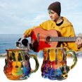 thumbnail image 2 of Taza de café musical de 325 ml con diseño de guitarra en 3D, de cristal, pintada a mano, ideal como regalo para amantes de la música., 2 of 7