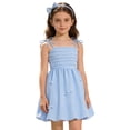 thumbnail image 4 of IBTOM CASTLE Girls' Bow Spaghetti Strap Dress - Adjustable A-Line Bubble Hem Party Dress for Summer Birthday Party School Blue, 4 of 7