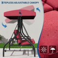 thumbnail image 4 of Balançoire de Porche Convertible 2-en-1 à 3 Places avec Support, Auvent Imperméable et Résistant aux UV à Réglage Continu, Balançoire de Patio Robuste Rembourrée 800 Lb pour Jardin et Cour Arrière, Rouge, 4 of 6