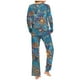 thumbnail image 4 of Puntoco Conjuntos de pijama cómodos para mujer Conjunto de pijama con parte superior y pantalón informal con estampado degradado para mujer, 4 of 5