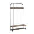 thumbnail image 1 of Benzara BM240825 Wood & Metal Industrial Hall Tree with Bench, Brown, 1 of 1