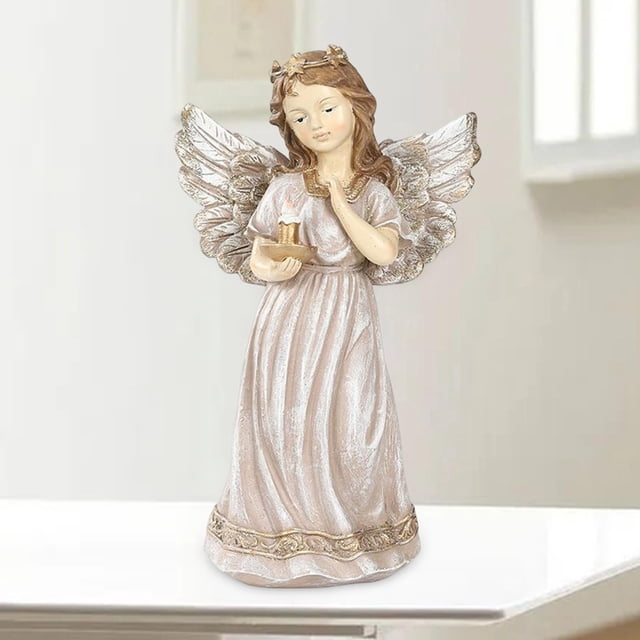 Adornos de escritorio BLESIY Ángel de hadas estatua Decoración artesanal luz de noche LED