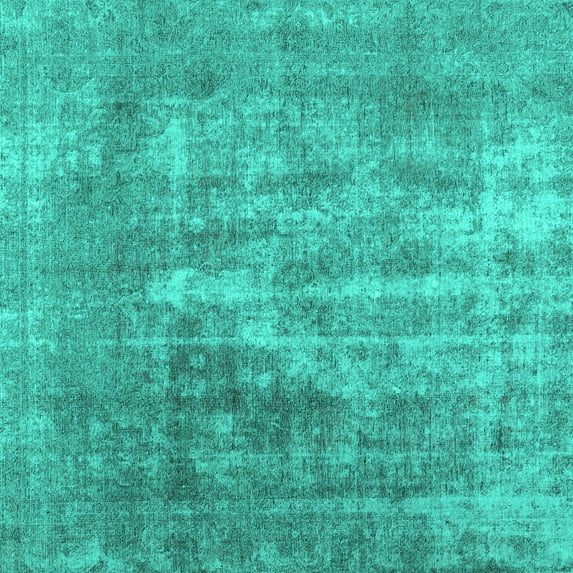 Ahgly Company Machine Washable Indoor Square Abstract Turquoise Blue Contemporary Area Rugs, 6' Square
