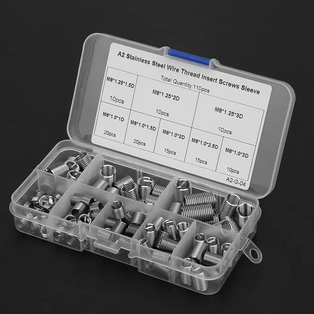 Insert de Fil, M6-M8/1D-3D Vis de Fil Enroulées Manchon de Vis, 110 Pcs Insert pour l'Industrie
