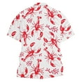 thumbnail image 3 of Hpapadks Shirts for Men Casual Lobster Lobster Print Short Sleeve Button Down Lapel Blouses Outdoor Loose Dress Shirts for Men White L, 3 of 3