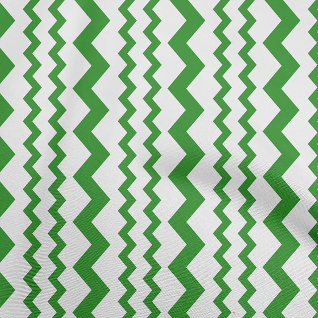 oneOone Polyester Spandex Green Fabric Vertical Chevron Craft Projects Decor Fabric Printed By The Yard 56 Inch Wide