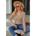 thumbnail image 2 of Anbech Vneck Women Solid Color Shirt Buttons Long Sleeve Blouse Casual Fashion Tops, 2 of 7