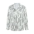 thumbnail image 4 of Women Blouses Fashion Long Sleeve Striped Button Shirts Side Slit Office Lady Business Dressy Fall Casual Blouse Tops, White S-2XL, 4 of 9