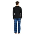 thumbnail image 3 of GLOBAL Men's Flannel Pant and Long-Sleeve T-Shirt Pajama Set 100% Cotton Blue Plaid S, 3 of 6